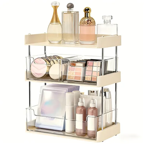Organizador Maquillaje Acrílico 3 Niveles Con Cajón Transparent