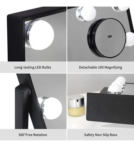 Espejo De Maquillaje Nusvan Con 9 Luces Led Regulables