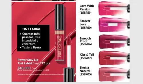 Avon Labial Liquido Power Stay Lip Tint 10 Horas De Duracion