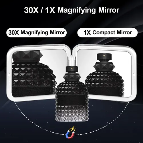Espejo De Aumento Miyadiva 30x Compact Pocket Travel Negro