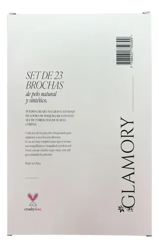 Set Brochas Maquillaje Glamory 23 Piezas Cerdas Naturales Sintéticas