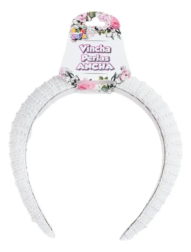 Vincha Perlas Ancha Blanca Coquette Accesorios Pelo