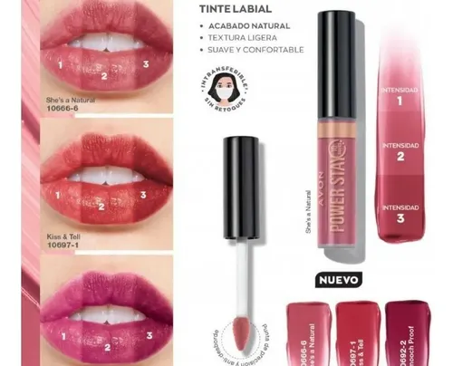 Avon Labial Liquido Power Stay Lip Tint 10 Horas De Duracion Color She’s a natural