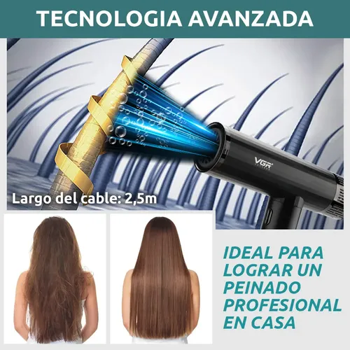 Secador De Pelo Profesional Vgr V-427 Bldc 1900w Iónico Salón 110000rpm Color Negro