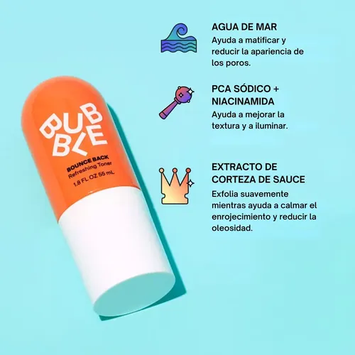 Tónico Refrescante en Spray Bubble Bounce Back Skincare 1.8 fl oz Mist Equilibrante para Todo Tipo de Piel