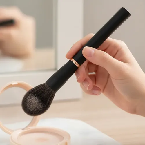 Brocha Lana Polvo Compacto Paris Night Maquillaje Negro