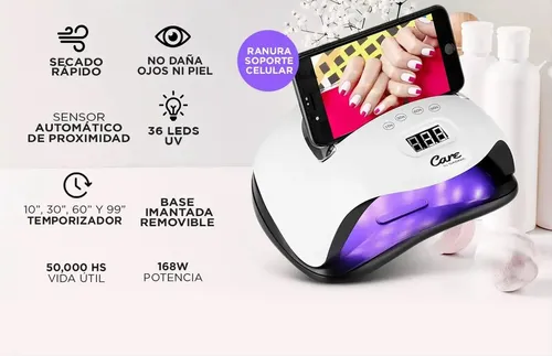 Cabina Uñas Led Uv Gadnic Con Soporte Celular Mango Flexible
