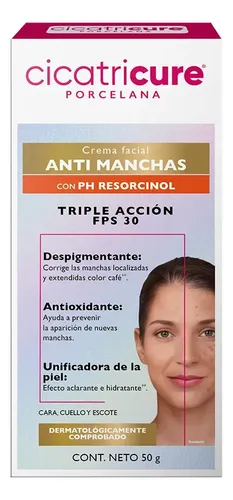 Cicatricure Antimanchas Crema Con Resorcinol X 50g Momento de aplicación Día Tipo de piel Todo tipo
