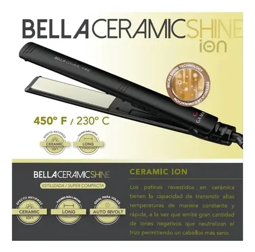 Planchita De Pelo Gama Bella Shine Ceramic Ion Ultra Slim