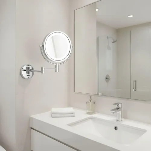 Espejo De Maquillaje Jerdon Para Montaje En Pared, Acabado Cromado, 8 X 1 X Blanco