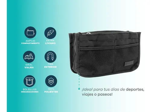 Neceser De Viaje Organizador Ideal Maquillaje Cosméticos Color Negro Diseño De La Tela Liso