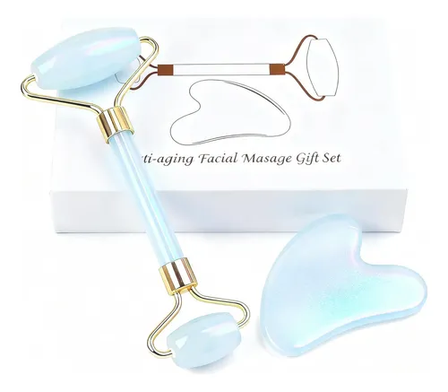 Rodillo Facial Y Gua Sha Werncy Jade Azul
