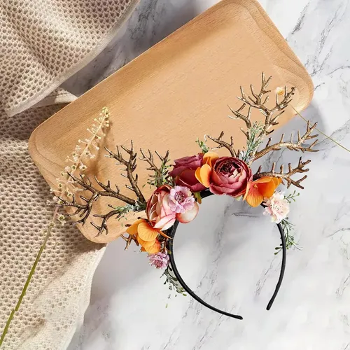 Diadema Navideña Antlers, Diadema Con Aro De Pelo De Ciervo