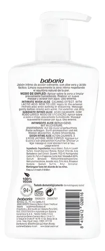 Jabón Intimo Babaria, Ingredientes Naturales