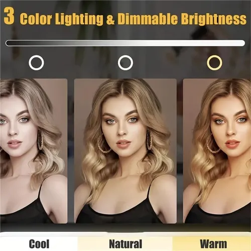 Q Espejo De Maquillaje Plegable Led De 3 Colores, Interior M