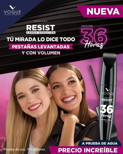 Mascara Para Pestañas Vogue Resist 36hs A Prueba De Agua