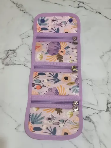 Estuche Triple Plegable Muchos Diseños Flores Lila