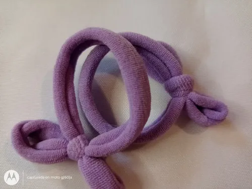 Par De Gomitas Moño De Moda Accesorio Para El Pelo Color Lila Mono
