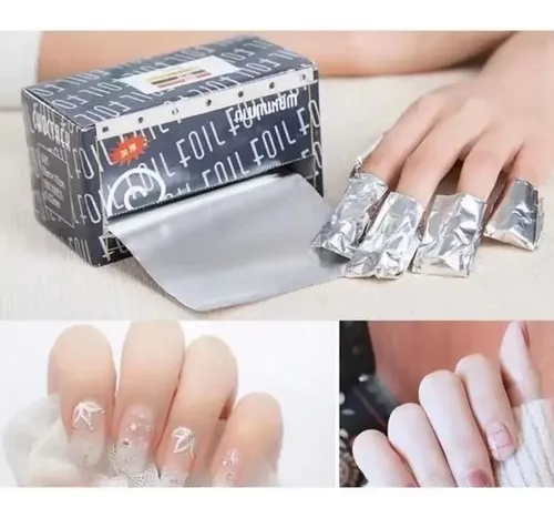Papel Aluminio Para Uñas Removedor Acrílico Gel Semip Oferta