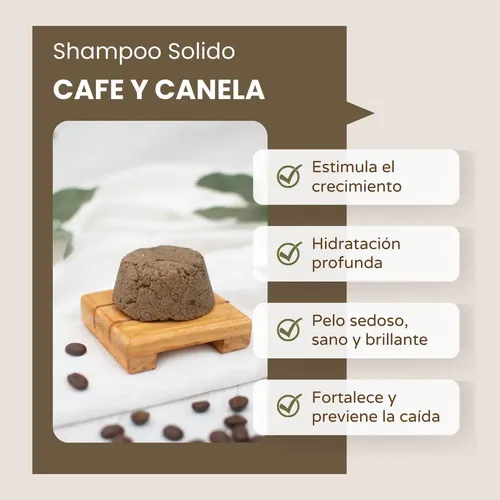 Shampoo Solido Cafe Y Canela Crecimiento Intensivo Artesanal