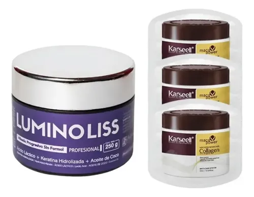 Alisado Lumino Liss Sin Formol 250gs+sachet Karseell X3