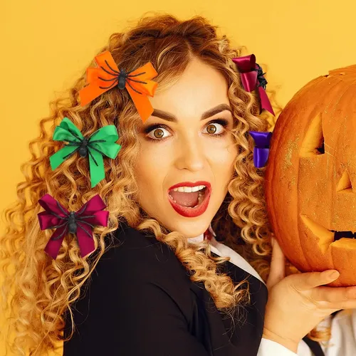 4 Clip Telaraña Halloween Flequillo Niña Cosplay Accesorio