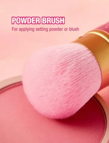 Brocha Retráctil De Maquillaje Ositos Cariñositos Rosa Love