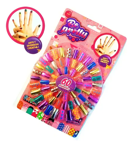 Set De Uñas 60 Piezas Divertidas Colores Y Diseños Surtidos