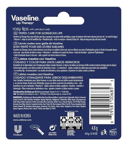 Vaseline Lip Therapy Rosy Lips En Barra 4.8 Grs
