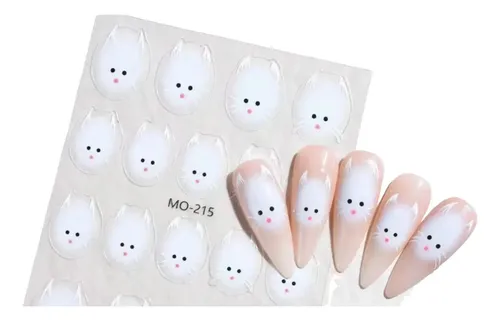 Sticker Para Uñas – Gatitos Kawaii – Pack X6 Modelos Pack 6 Modelos Gatitos