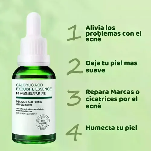 Sérum Facial Con Ácido Salicílico, Reduce Los Poros Y Contro