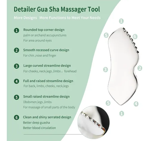Set 3 Gua Sha Metal Facial Y Corporal Para Drenaje
