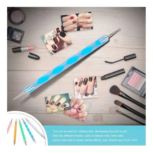 Kit De 5 Pinceles Dotting Pen Doble Punta Decoración Uñas