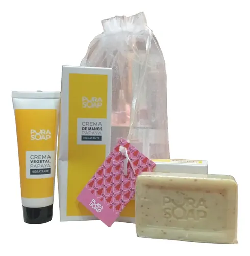 Pura Soap Kit Regalable Crema De Manos Jabon Vegetal Papaya