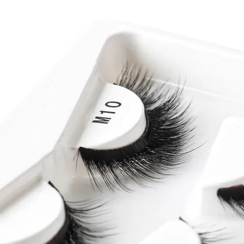 Caja con 5 pares de pestañas postizas naturales con forma de zorro, M10, visón 3D, con volumen ruso, pestañas postizas
