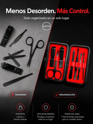 Set Cuidado Personal 7 Piezas Acero Inoxidable Portátil