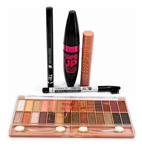 Kit De Maquillaje Completo Paleta Mascara Delineador