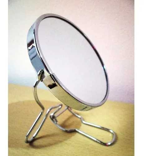 Espejo 7 Pulgadas Maquillaje Doble Faz Con Aumento Metalico