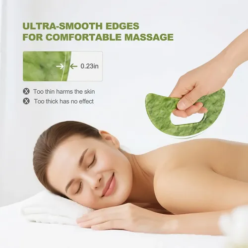 Set De Masajeador Facial Gua Sha Con Piedras De Jade, 3 Unid