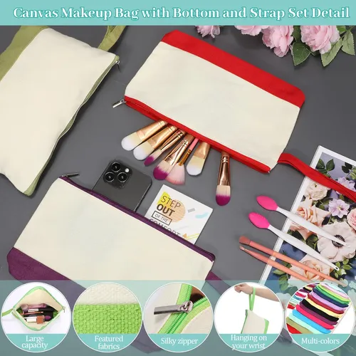 Bolsas De Maquillaje Silkfly De Lona De Algodón, 15 Unidades
