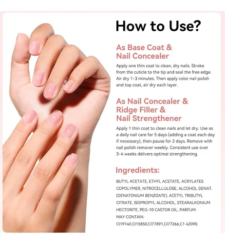 Base De Uñas 4 En 1 Con Cobertura Y Fortalecimiento Nude