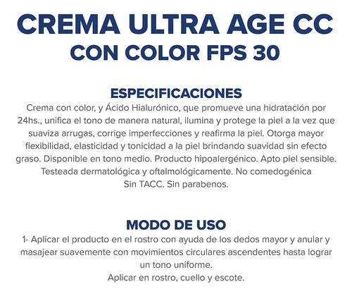 Crema Con Color Cc Cream Ultra Age Con Fps30 Dermaglós