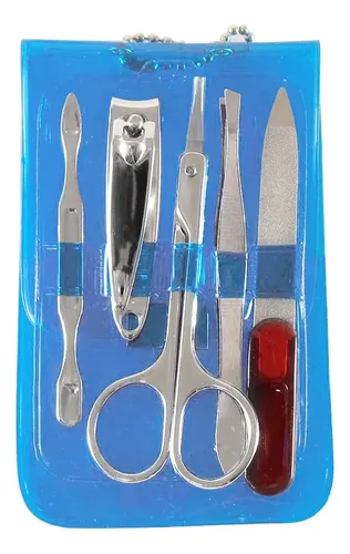 Set Manicura Neceser Transparente Azul X 5 Pzas Art N8503