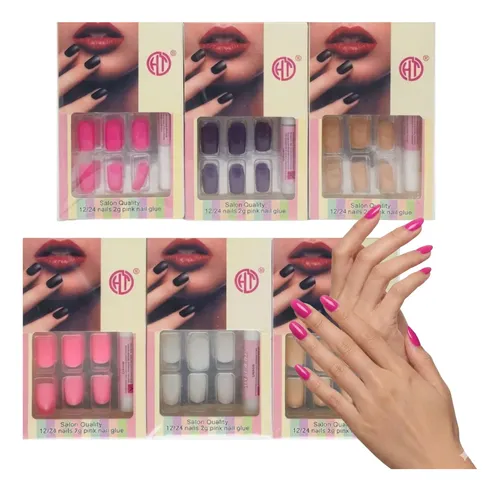 Uñas Postizas Pack X12 Cajas 24u Cada Una Sin Pegamento