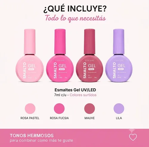 Kit X12 Esmaltes Semipermanentes Gel Uv/led City Girl 7ml