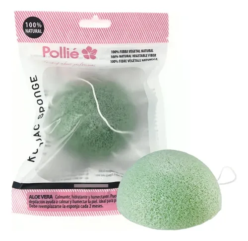 Konjac Esponja Vegetal Facial Aloe Vera Calmante Pollie