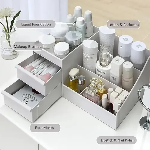 Organizador De Maquillaje Con Cajones Para Tocador White