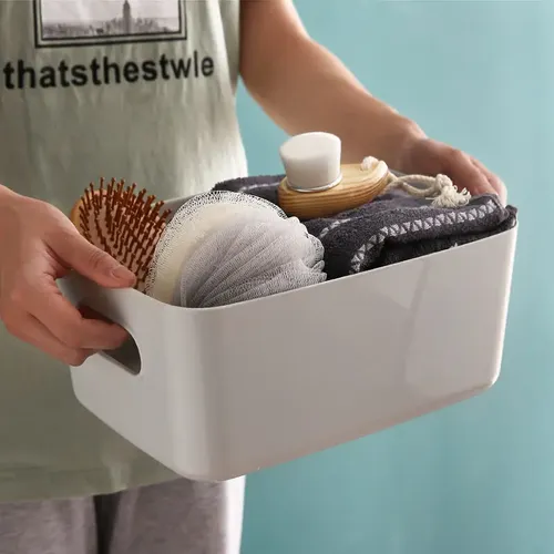 Cesta Organizadora De Maquillaje Blanca For Escritorio