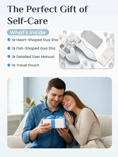 Set Gua Sha Acero Inoxidable Masaje Facial Y Corporal