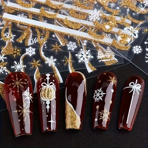 + 4 Pegatinas Navideñas For Uñas, Elementos Reflectantes –